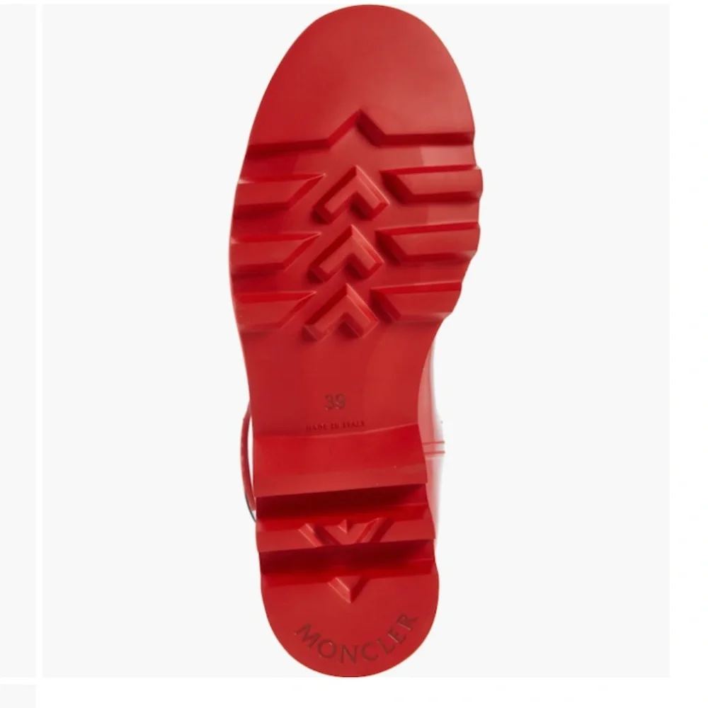 NIB $495 Moncler Ginette Logo Waterproof Rain Boot (Women) 7US / 37EU, RED!